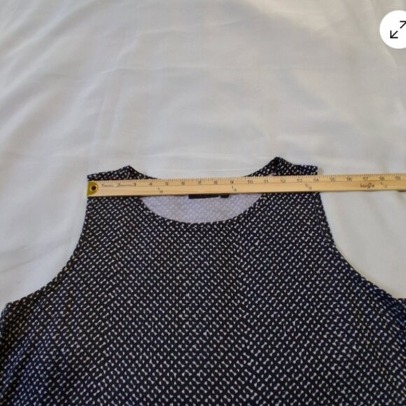 Apt. 9 Womens PXL‎ Sleeveless Tank Top Black White Print Stretchy Round Neck A29 - Picture 4 of 9